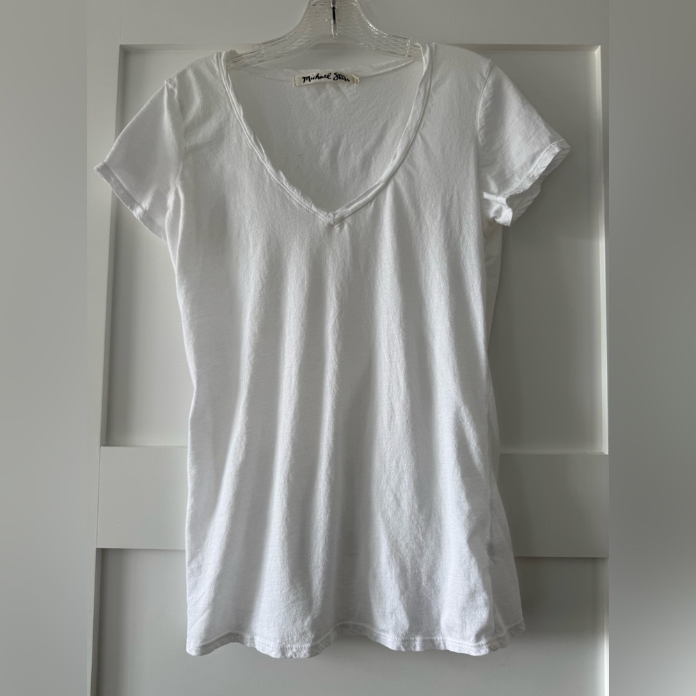 Michael Stars White V-Neck Short Sleeve Tee